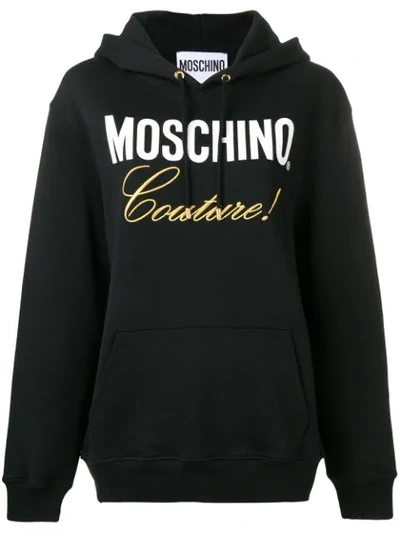Moschino Logo Hooded Sweatshirt In Black