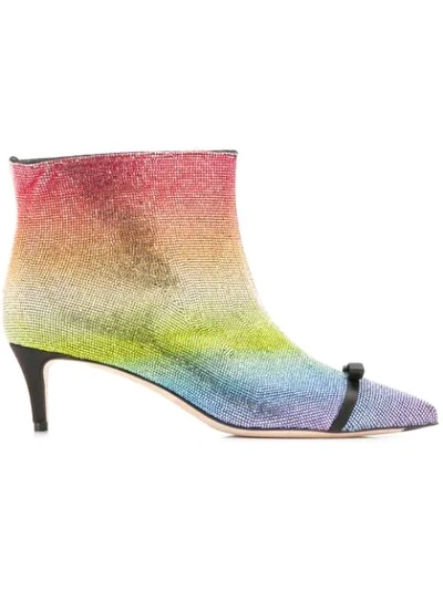 Marco De Vincenzo Rainbow Rhinestone Embellished Boots In Multicolor
