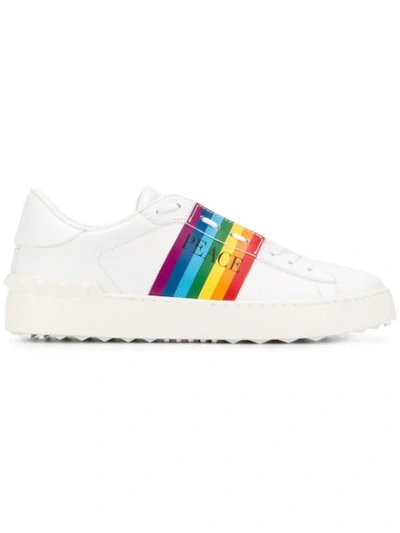 Valentino Garavani Rainbow Leather Sneakers In White