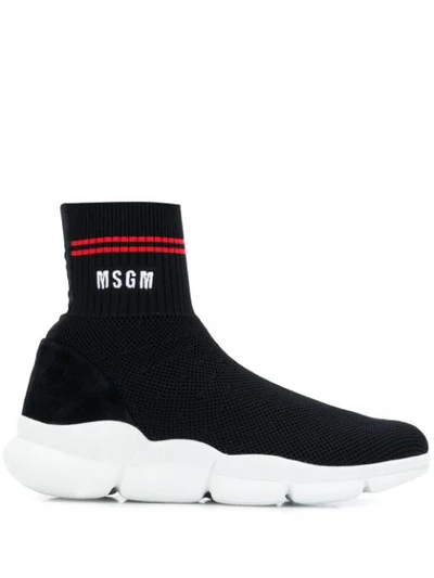 Msgm Black Polyamide Slip On Trainers
