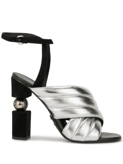 Balmain Jana High Heel Sandals In Silver
