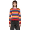Moncler Striped Metallic Cotton Sweater In Red
