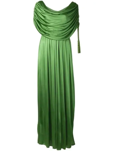 Lanvin Draped Viscose Long Dress In Green