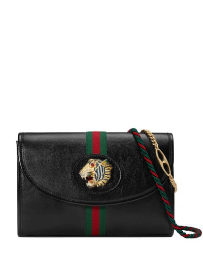 Gucci Rajah Small Embellished Leather Shoulder Bag In Black