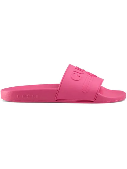 fuchsia gucci slides