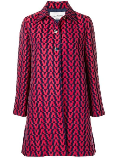 Valentino Women's Rb3ca3854fqmby Blue Acrylic Coat In Red