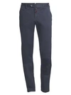Isaia Solid Flat Front Trousers In Navy