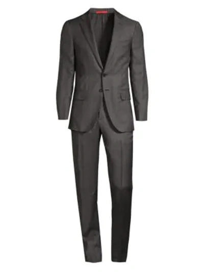 Isaia Regular-fit Pinstripe Two-button Wool Suit In Charcoal