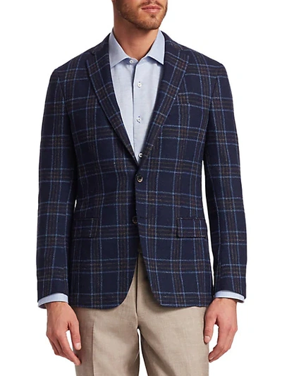 Saks Fifth Avenue Men's Collection Boucle Plaid Sportcoat In Blue