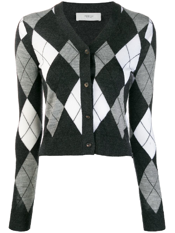 grey argyle cardigan