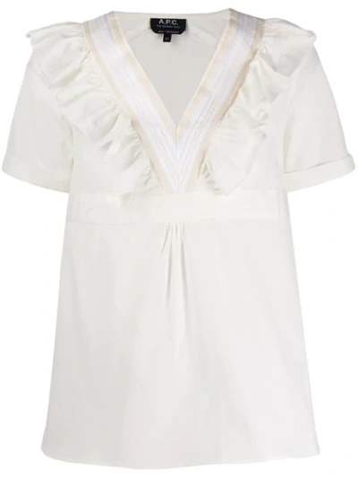Apc Ruffle-trimmed Blouse In White