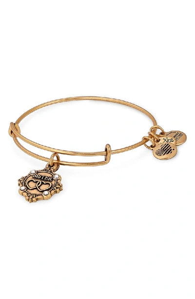 Alex And Ani Because I Love You Sister Charm Bangle In Gold
