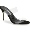 Manolo Blahnik Scolto Transparent Strap Sandal In Black Suede
