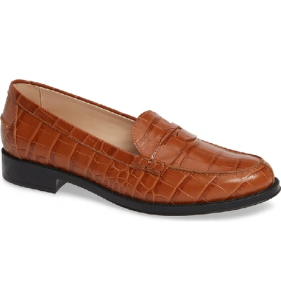 Tod's Penny Loafer In Caramel Croc