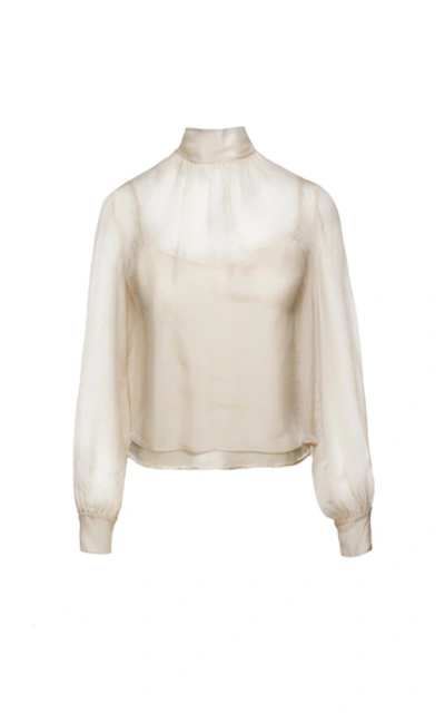 Anouki Silk High-neck Blouse In White