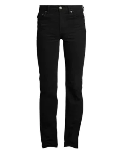 Balenciaga Men's Fitted 5-pocket Distressed-hem Jeans In Pitch Black