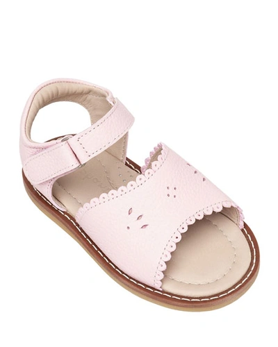 Elephantito Girl's Scalloped Leather Sandals, Toddler In Pink