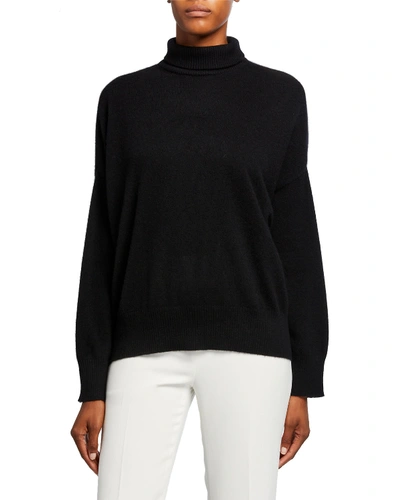 Loulou Studio Cashmere Drop-shoulder Turtleneck Sweater In Black  