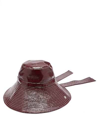 Ganni Port Royale Patent Bucket Hat In Burgundy
