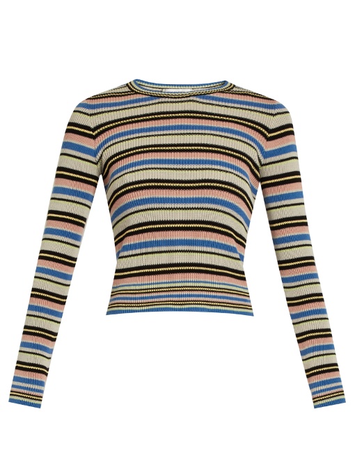 Valentino Multi-Striped Cotton Sweater In Black Multi | ModeSens