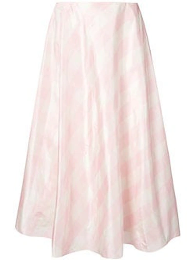 Valentino Checked Silk-taffeta A-line Midi Skirt In Pink Multi