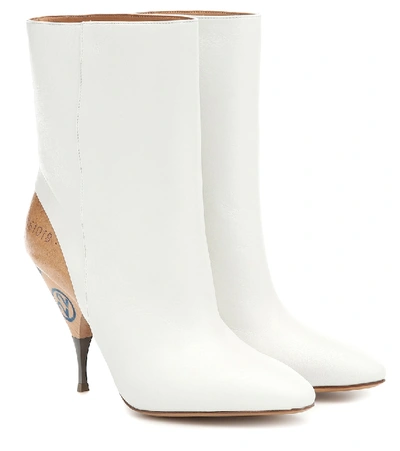 Maison Margiela Leather Ankle Boots In White