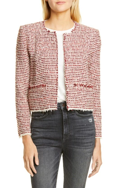 Iro Riona Cropped Tweed Jacket In Red White