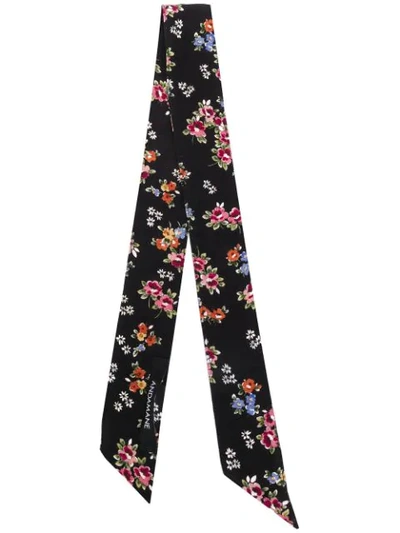 Andamane Floral Print Thin Scarf In Black