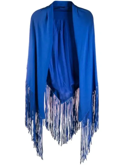 Snobby Sheep Fridas Fringed Cape In Blue