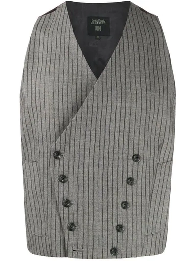 Pre-owned Jean Paul Gaultier Vintage Striped Waistcoat In Grey