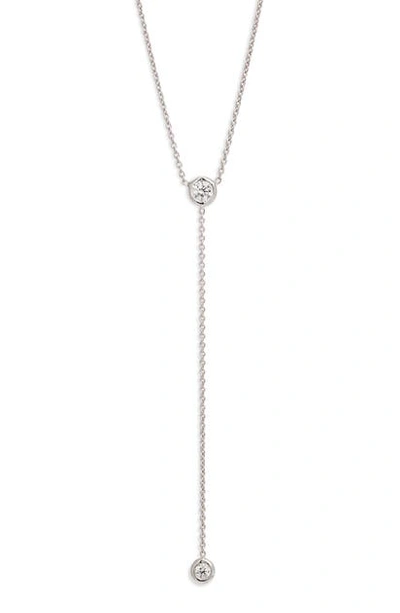 Roberto Coin 18k White Gold Diamond-bezel Y-drop Necklace