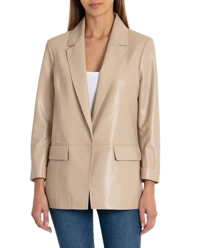 Badgley Mischka Lamb Leather Boyfriend Blazer In Cashew