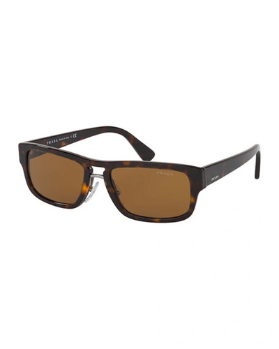 Prada Men's Rectangle Acetate Sunglasses In Brown
