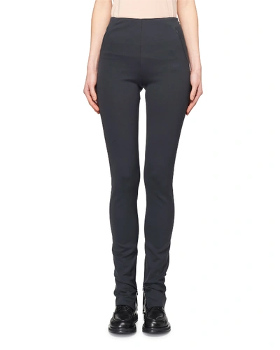 The Row Corza High-rise Skinny Scuba Pants In Dark Gray