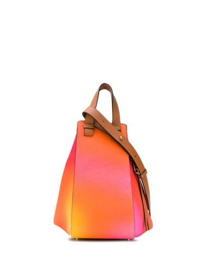 Loewe - Hammock Medium Leather Tote Bag - Womens - Pink Multi In Orange