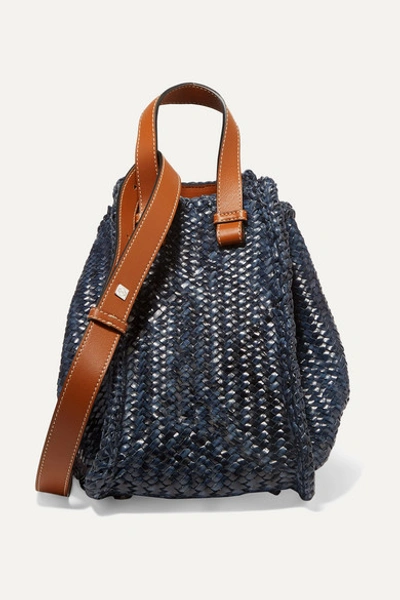 Loewe Hammock Small Woven-leather Tote Bag In Black