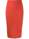 Cashmere In Love Ribbed Knitted Skirt In Orange
