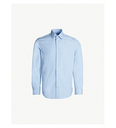 Paul Smith Slim-fit Cotton-poplin Shirt In Blue