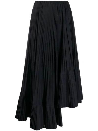 Brunello Cucinelli Plisse Asymmetric Long Skirt - Black