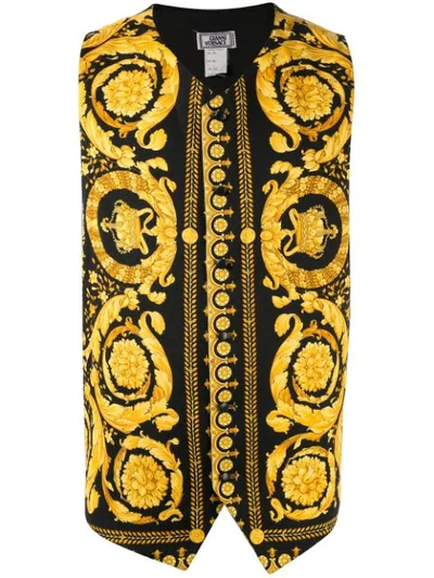 Pre-owned Versace Baroque-print Waistcoat In Black