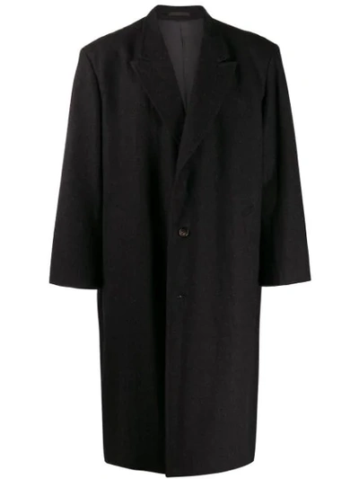 Pre-owned Comme Des Garçons 1980's Boxy Midi Coat In Grey