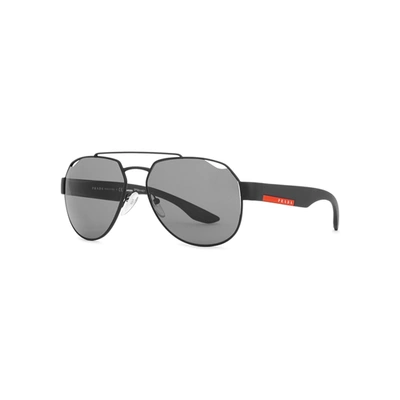 Prada Matte Black Aviator-style Sunglasses