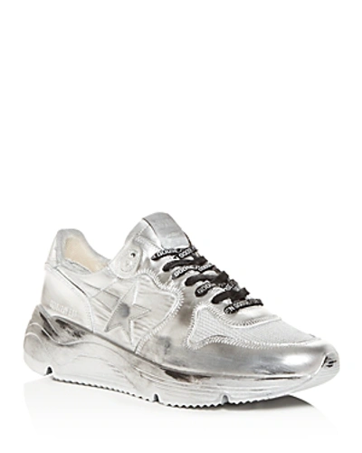 Golden Goose Men's Distressed Leather Low-top Sneakers In Silver