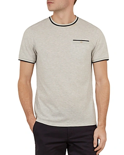 Ted Baker Tramtop Stripe Ribbed Crewneck Tee In Light Gray