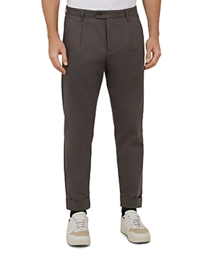 Ted Baker Wide-leg Regular Fit Trousers In Charcoal