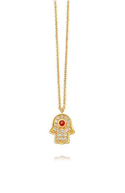 Astley Clarke Hamsa Biography Pendant Necklace In 18k Gold-plated Sterling Silver, 16