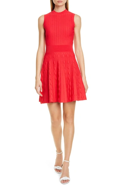 Ted Baker Kamylia Scallop Knit Skater Dress In Bright Red