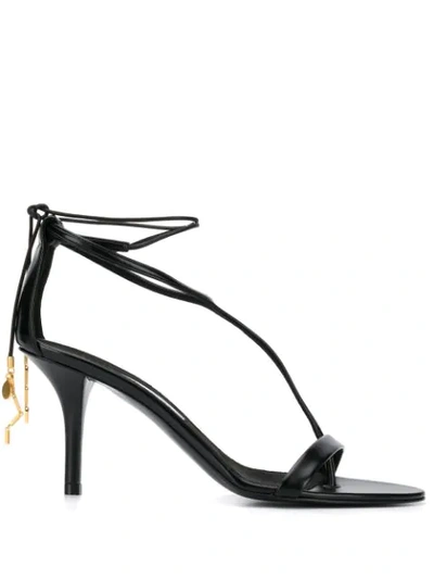 Stella Mccartney Chain-embellished Faux Leather Sandals In Black