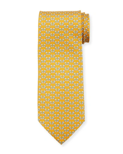 Ferragamo Fido Dogs Printed Silk Tie, Yellow