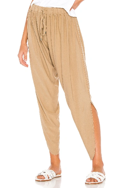 Bobi Draped Modal Jersey Jogger In Brown. In Hemp